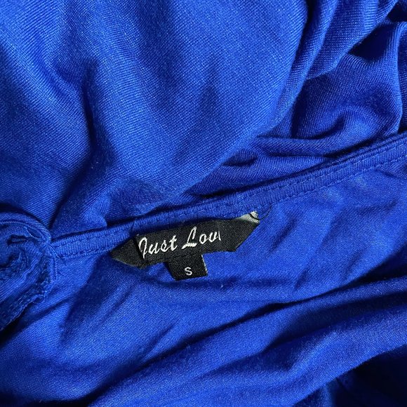 BLUE JUST LOVE V NECK MAXI DRESS - Picture 3 of 3